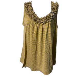 Olivia Moon Yellow Gray Striped Tank M